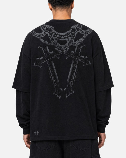 Saint Morta Renaissance Layered Long Sleeve T-Shirt Washed Black