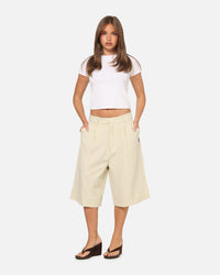 Carre Heritage Pleated Shorts Off White Pinstripe
