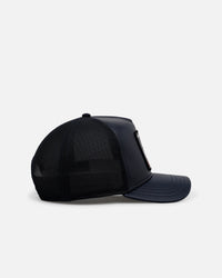 Goorin Bros The Lone Wolf Leather Trucker Snapback Navy