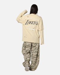Mitchell & Ness Los Angeles Lakers Chromed Mock Long Sleeve T-Shirt Khaki