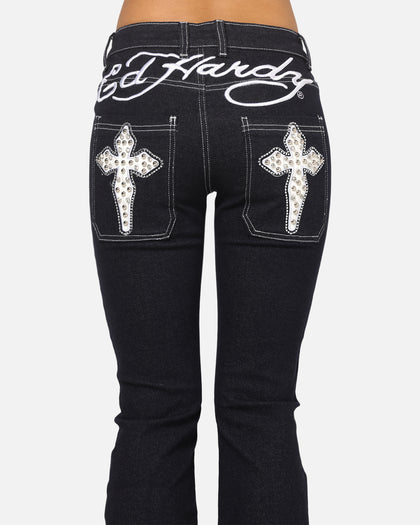 Ed Hardy Women's Stellar Bootcut Jeans Mid Blue