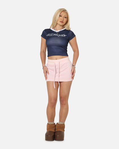 Ed Hardy Women's Football Baby T-Shirt Navy/White