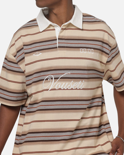 Vouseti Post Game Polo Shirt Latte Multi Stripe