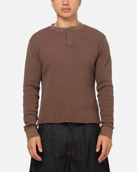 American Thrift Waffle Henley Shirt Washed Brown