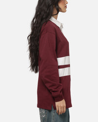 Mitchell & Ness New York Yankees Roses Rugby Long Sleeve Polo Shirt Sour Cherry