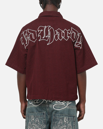 Ed Hardy Ghost Tattoo Button Up Shirt Plum