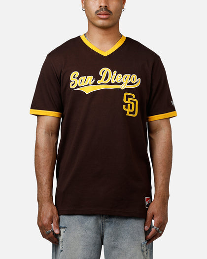 New Era San Diego Padres Throwback V-Neck T-Shirt Brown