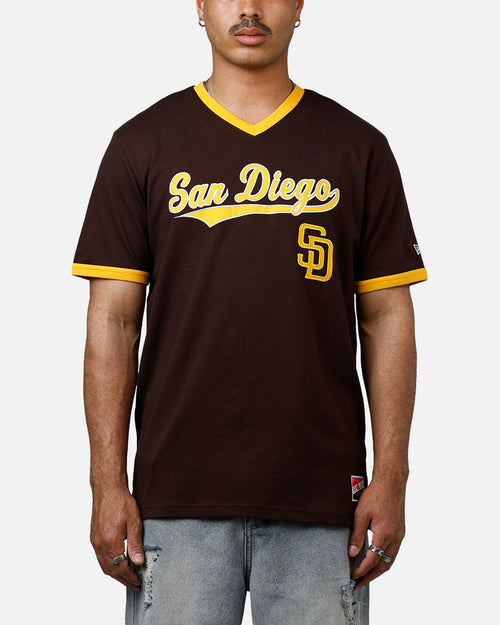 New Era San Diego Padres Throwback V-Neck T-Shirt Brown