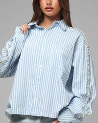 Loiter Pearl Button Up Shirt Blue Stripe
