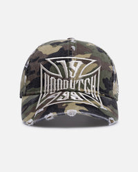 Von Dutch Cross Distressed Strapback Cap Camo