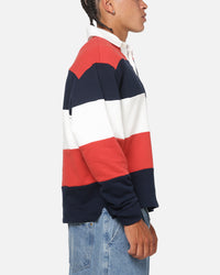 Tommy Jeans Relaxed Badge Stripe Rugby Shirt Navy