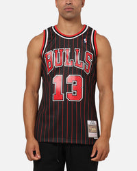 Mitchell & Ness Chicago Bulls Luc Longley 1995 Pinstripe Jersey Black