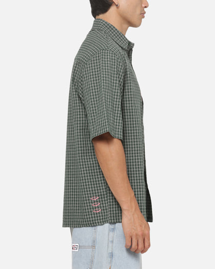 Vouseti Full Court Button Up Shirt Money Green Plaid