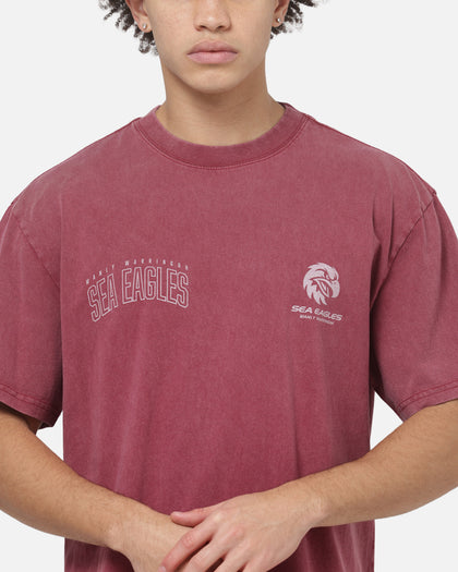Bleacher Athletic Manly Sea Eagles NRL Attrition Washed T-Shirt Burgundy