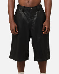 Loiter Motor PU Leather Shorts Black