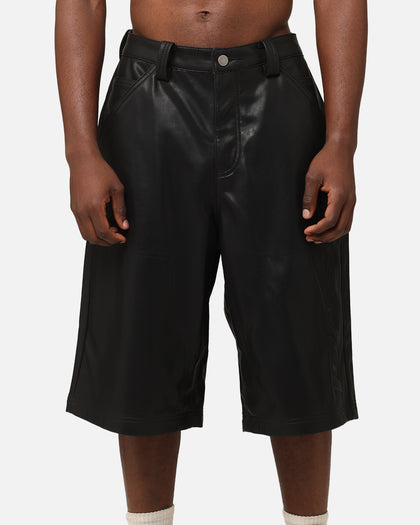 Loiter Motor PU Leather Shorts Black