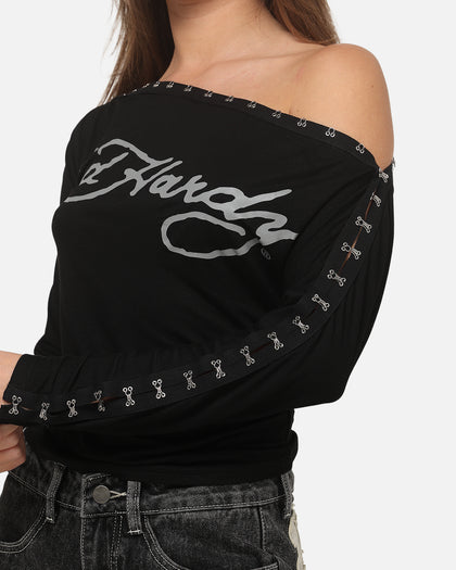 Ed Hardy Women's Hooked Aline Long Sleeve T-Shirt Black