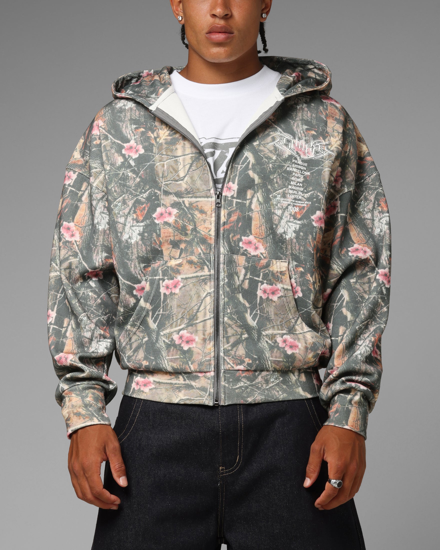 Loiter Waffle Zip Hoodie Pink Tree Camo | Culture Kings