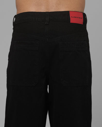 Loiter Double Knee Star Born Jeans Black