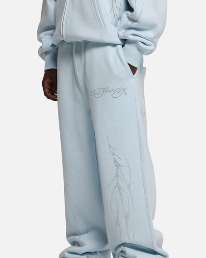 Ed Hardy Cyber Rhinestone Track Pants Light Blue