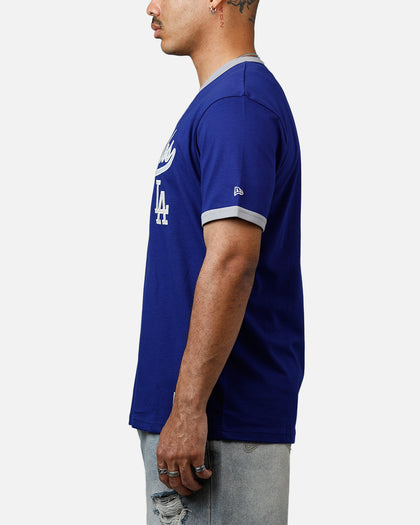 New Era Los Angeles Dodgers Throwback V-Neck T-Shirt Royal Blue