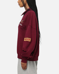 Mitchell & Ness Queensland Maroon Oversized Quarter Zip Crewneck Maroon