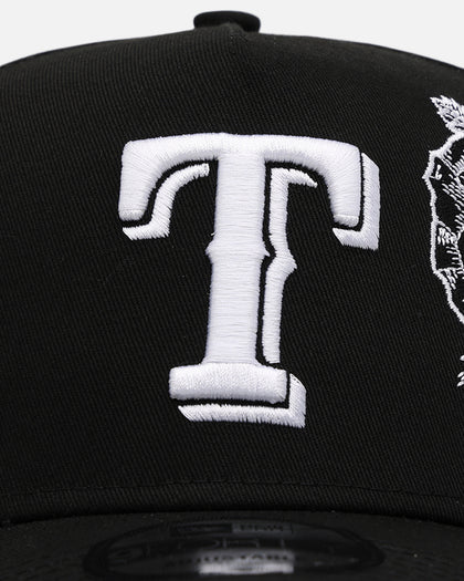 New Era Texas Rangers 'Ornate Rose' 9FORTY A-Frame Snapback Black/White