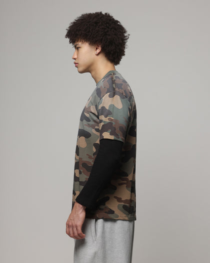 American Thrift Layered T-Shirt Woodland Camo