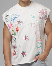 Loiter Hand Drawn Muscle T-Shirt Off White