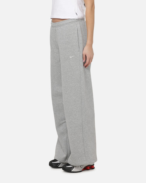 Nike Women's Studio Fleece Medium Weight Mid-Rise Wide-Leg Pants Dark Grey Heather