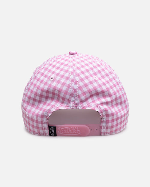 Von Dutch Distressed Plaid Dad Snapback Pink