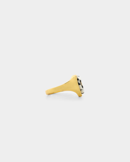 Raising Hell Checkered Heart Ring Gold/Black