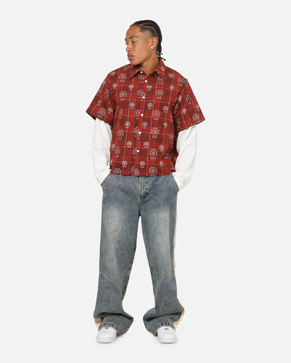 Saint Morta Sanctuary Layered Button Up Shirt Red