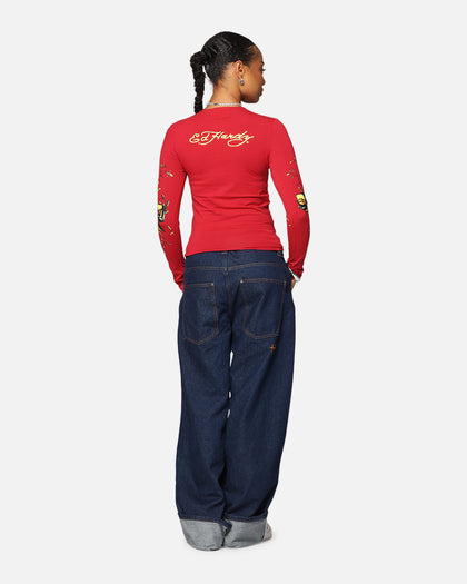 Ed Hardy Women's Divine Long Sleeve T-Shirt Red