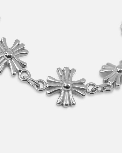 Saint Morta Chrome Cross Bracelet White Gold