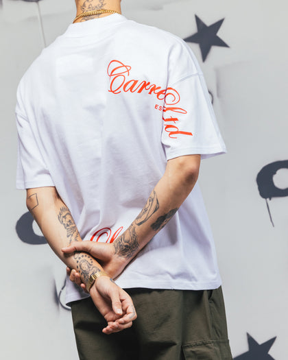 Carre Side Script Oversized T-Shirt White/Red