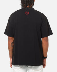 Saint Morta Regal Scripture Boxy T-Shirt Black Acidwash