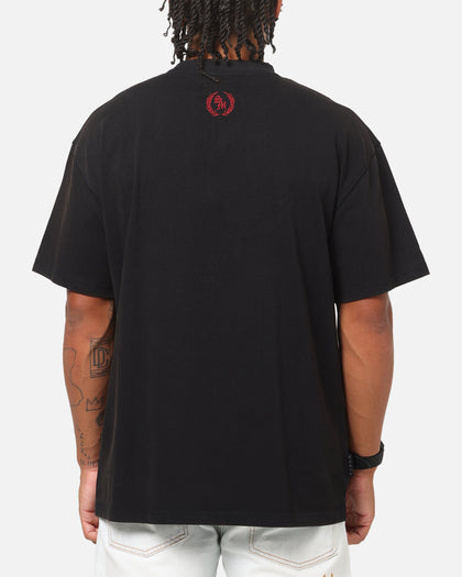 Saint Morta Regal Scripture Boxy T-Shirt Black Acidwash