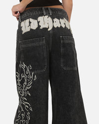 Ed Hardy Women's Distressed Logo Jeans Black