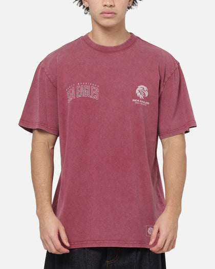 Bleacher Athletic Manly Sea Eagles NRL Attrition Washed T-Shirt Burgundy