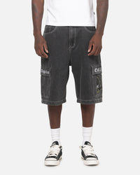 X-Large Eagle Baggy Cargo Denim Shorts Washed Black