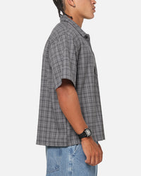 Carre Plaid Button Up Shirt Black-Plaid