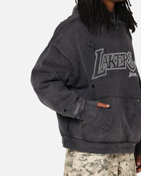 Mitchell & Ness Los Angeles Lakers Distressed Rhinestone Logo Hoodie Faded Black