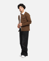Saint Morta Sherpa Denim Jacket Vintage Brown
