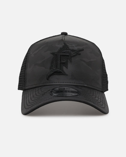 New Era Florida Marlins 'Camo' 9FORTY A-Frame Trucker Snapback Black