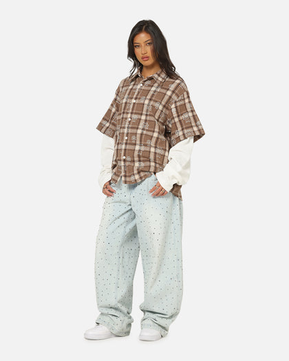 Saint Morta Sanctuary Layered Button Up Shirt Brown
