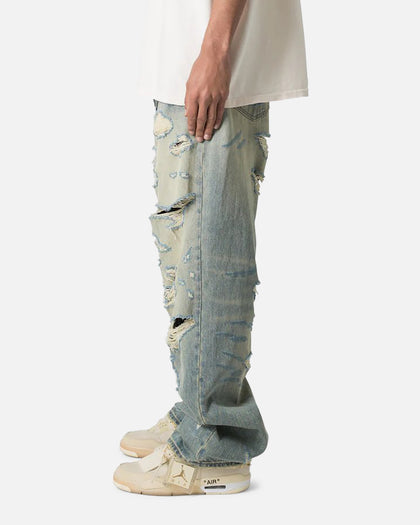 MNML Ultra Baggy Distressed Jeans Vintage Blue