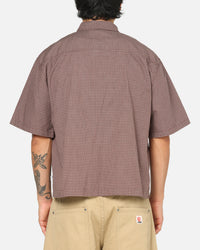 Carre Checkered Boxy Button Up Shirt Red Check