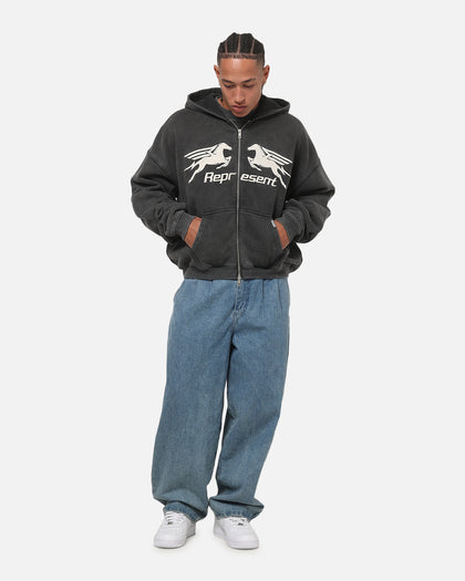 Represent Pegasus Zip Through Hoodie Vintage Grey