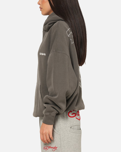 Ed Hardy Sacred Heart Hoodie Washed Charcoal